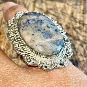 Light Pale Oversize Navy Sodalite Ring Size 6